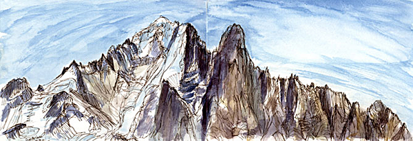 Aiguille Verte and Les Drus from La Flégere
